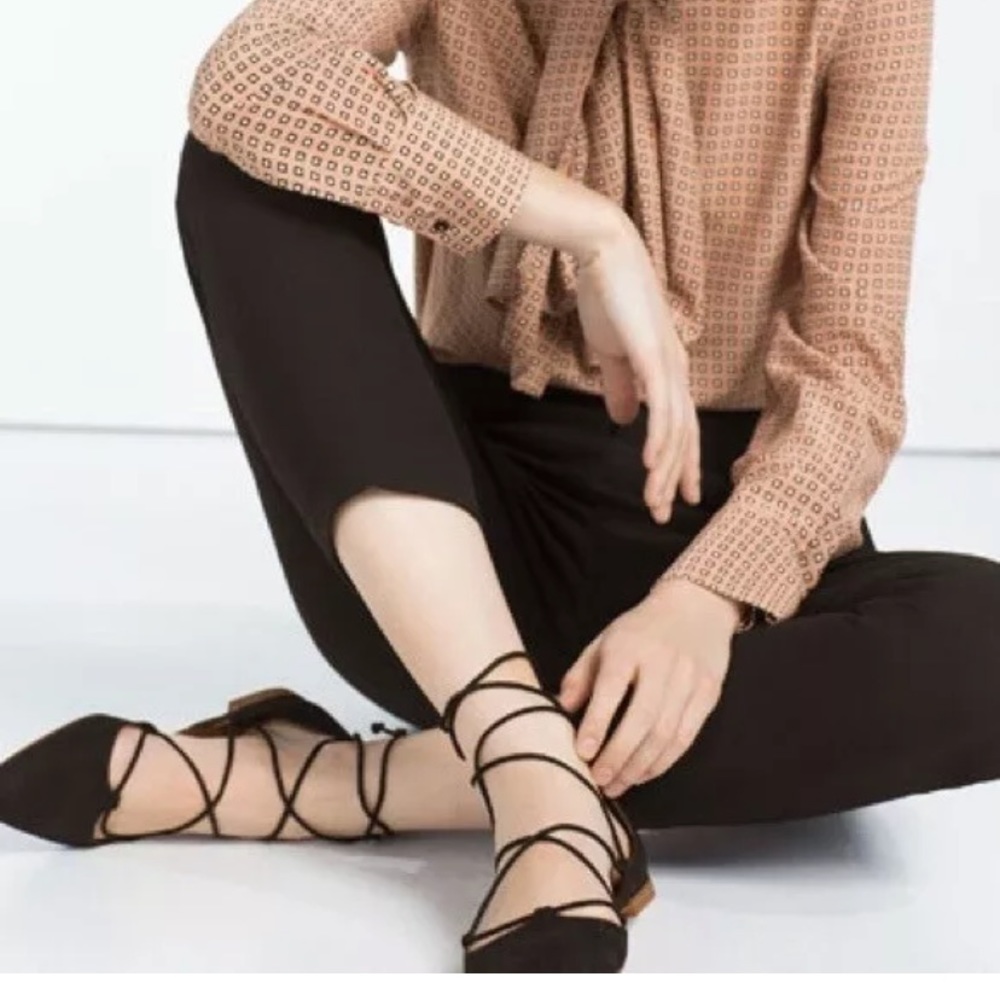Zara Black Suede Sandals with Straps